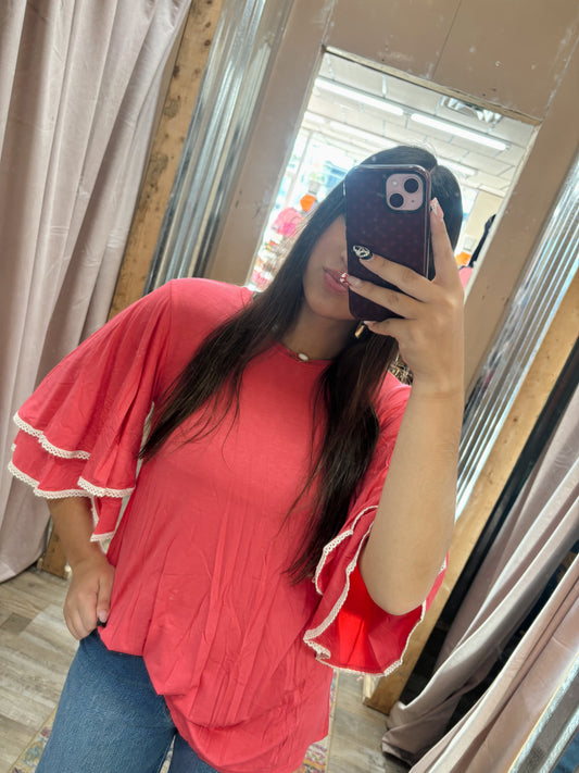 DB - Pink Lace Trim Crewneck