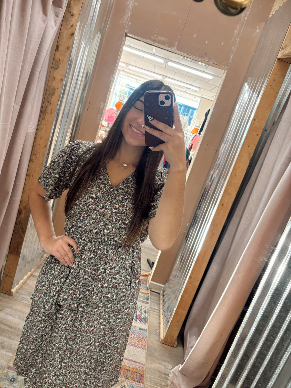 DB - Floral Olive Midi Dress