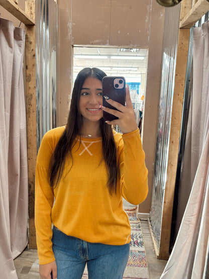 DB - Mustard Stitched Long Sleeve Top