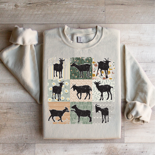 Goat Floral Squares Graphic Tee