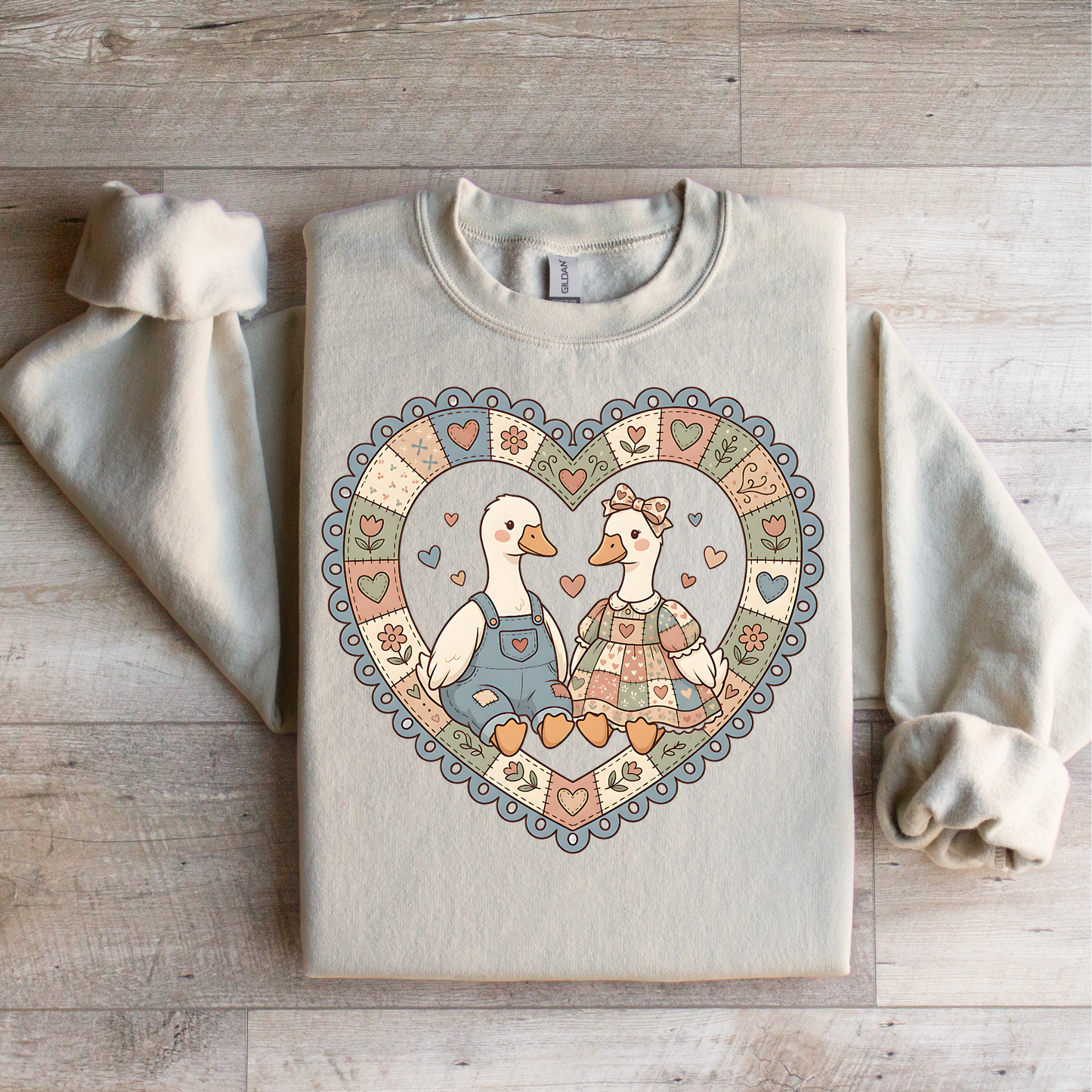 Geese Vintage Crochet Heart Graphic Tee