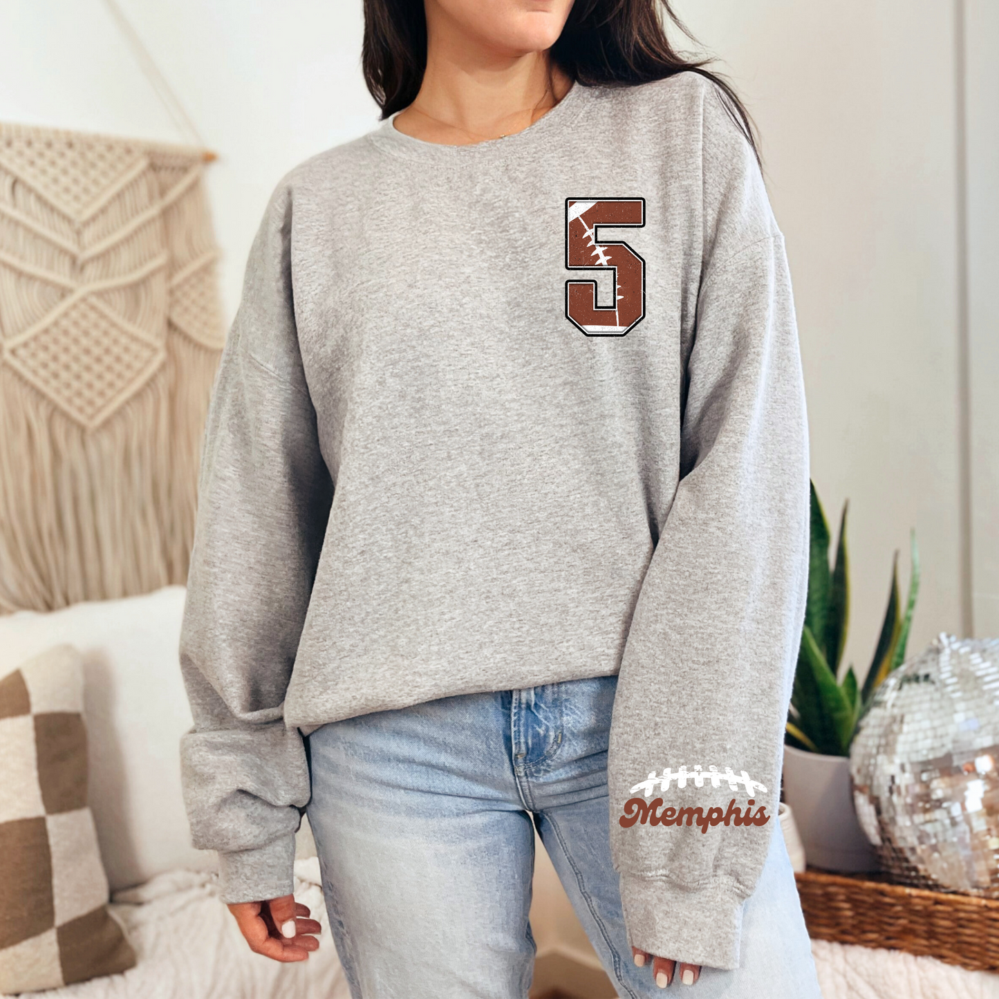 Custom Sports Number Crewneck Sweatshirt