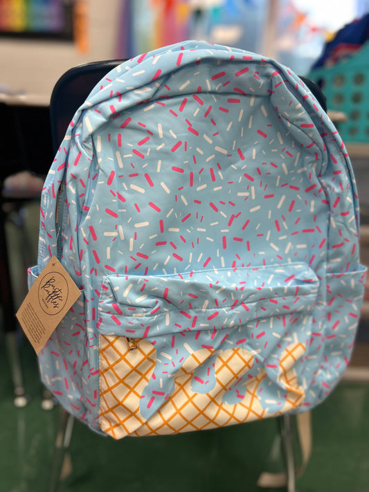 Ice Cream Drip Backpack- Light Blue