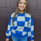 Fire Side Stories Checkered Sweater - Blue