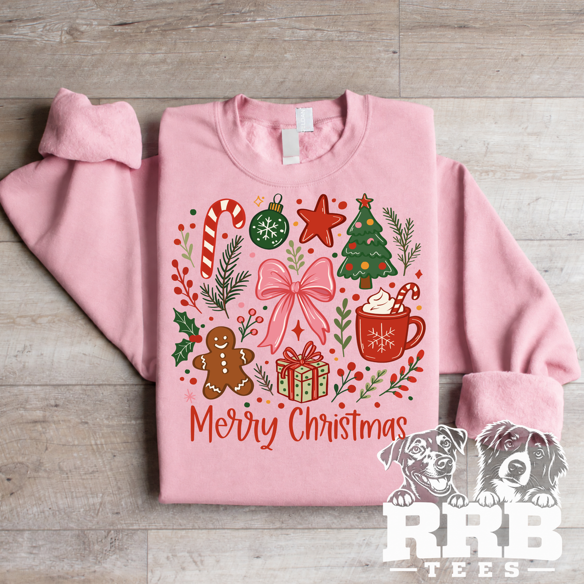 Merry Christmas Pink Collage Graphic Tee