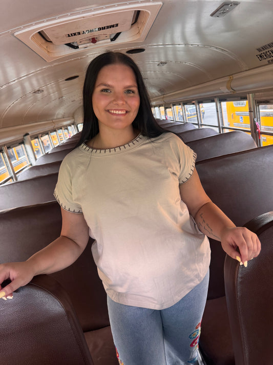 Teachers Pet Top - Sand Beige