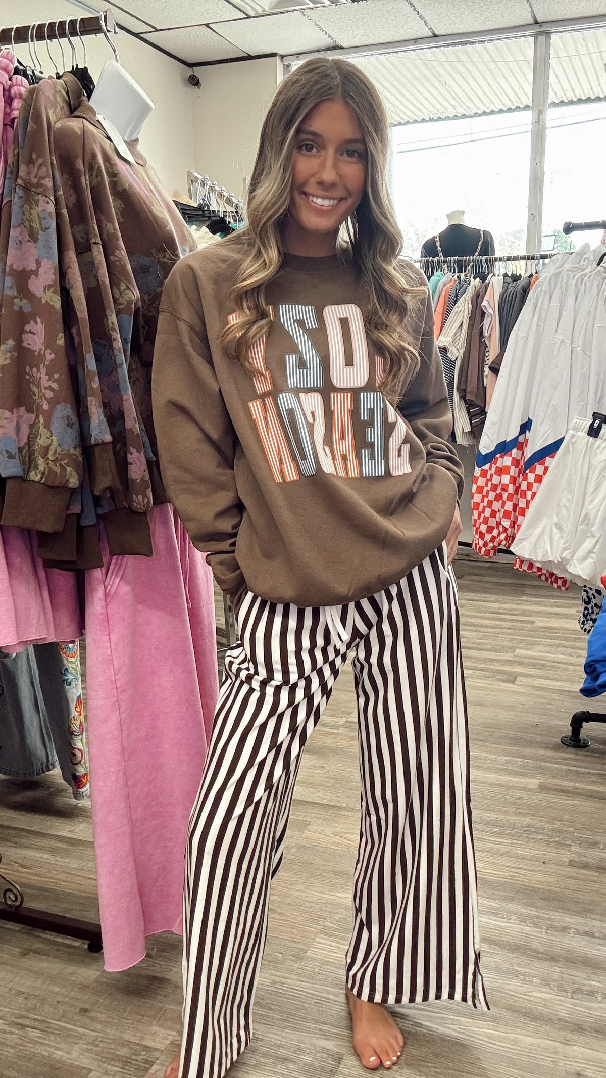 Gameday Striped Pants - Chocolate