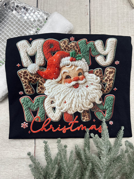 Merry x3 Christmas Santa Graphic Tee