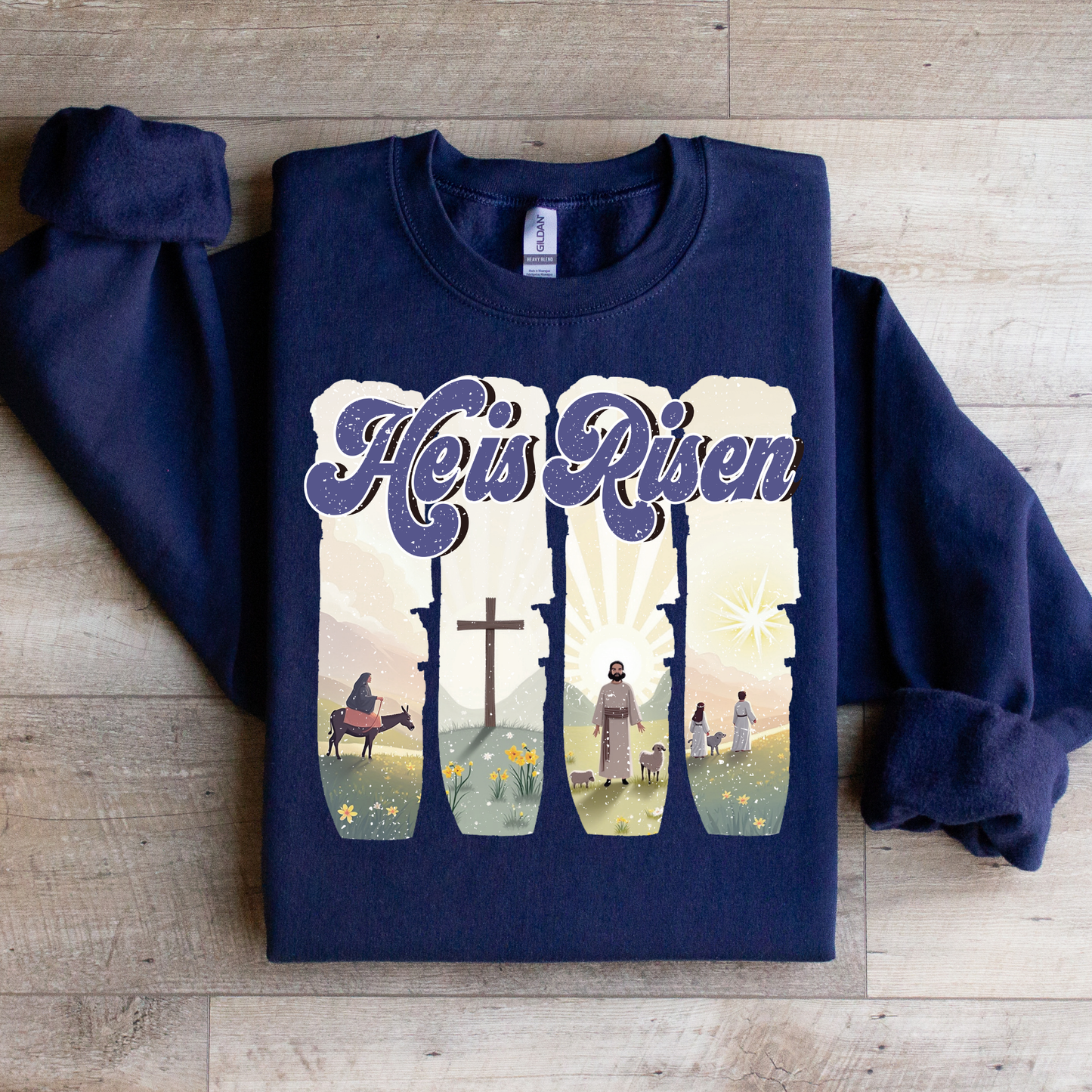 He is Risen Jesus Scene Graphic Tee