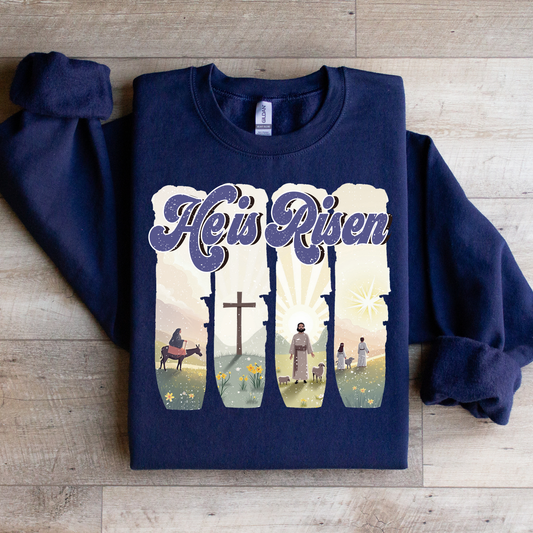 He is Risen Jesus Scene Graphic Tee