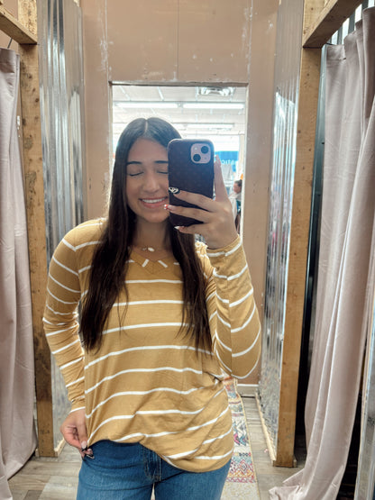 DB - Striped Long Sleeve Top Mustard