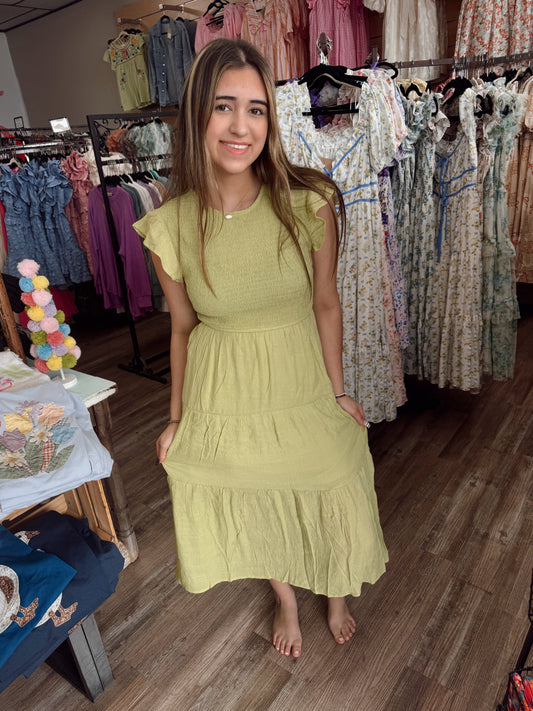 Hey Sugar  Midi Dress - Lime
