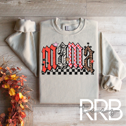Mama Patterned Checkers Graphic Tee