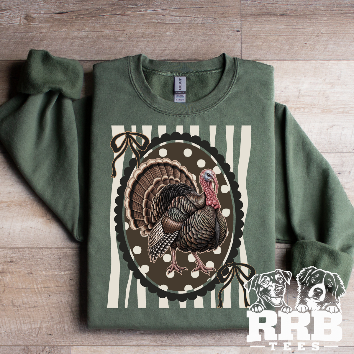 Turkey In A Frame Cream Stripes Graphic Tee