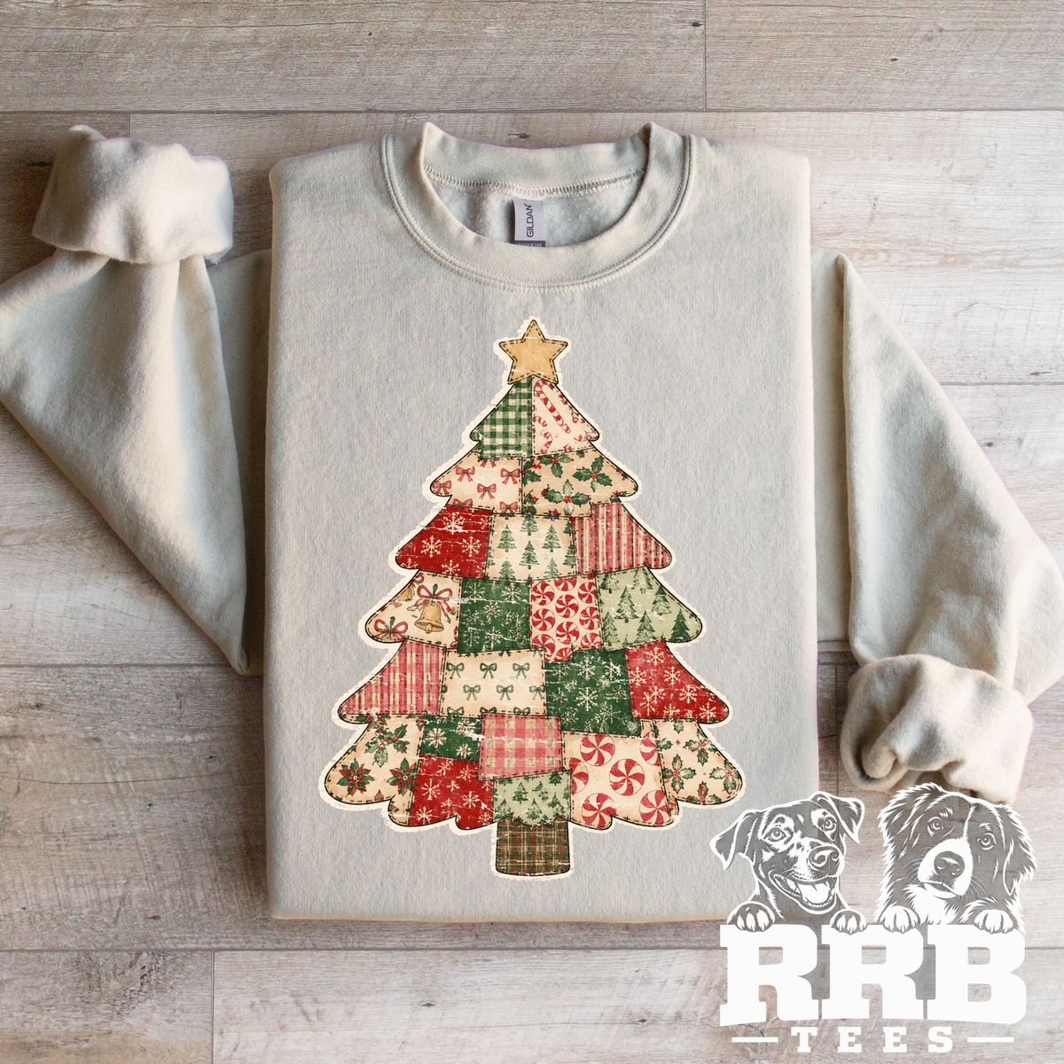 Quilted Patchwork Christmas Tree Graphic Tee
