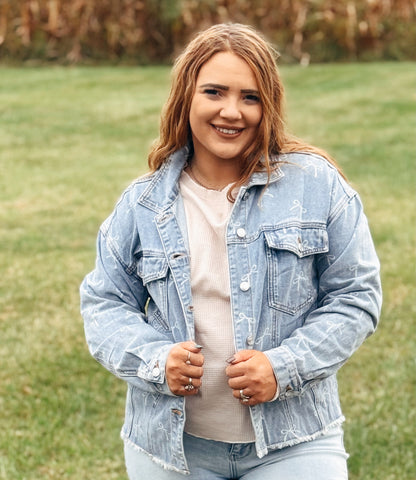 Perfect For You Bow Blue Jean Jacket