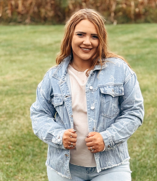 Perfect For You Bow Blue Jean Jacket