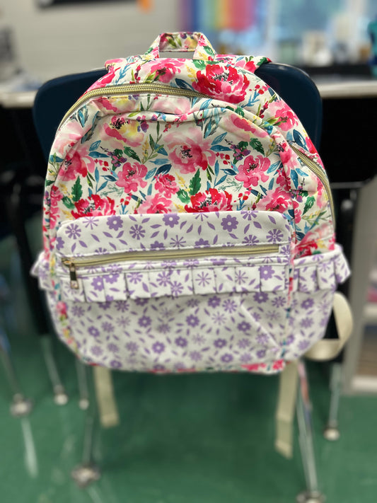 Hot Pink Flower Ruffle Backpack