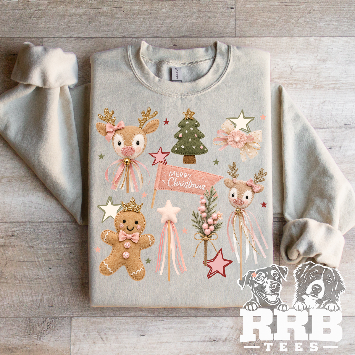 Merry Christmas Stick Collage Graphic Tee