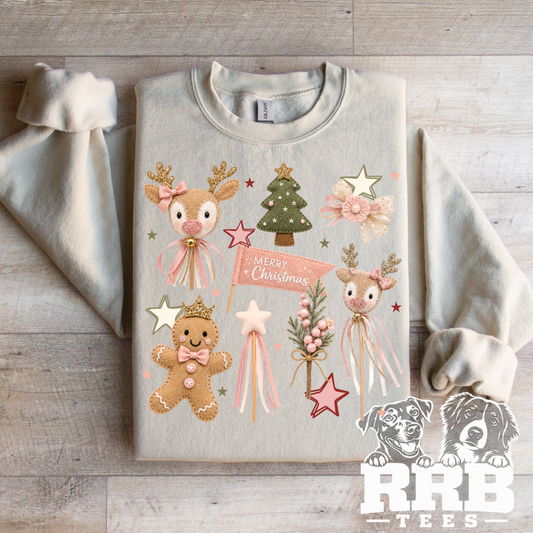 Merry Christmas Stick Collage Graphic Tee