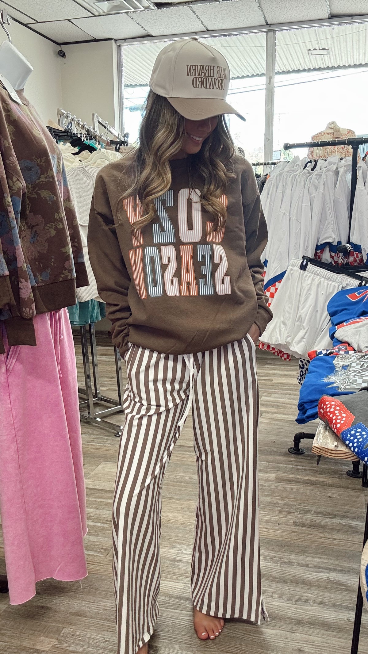 Gameday Striped Pants - Mocha