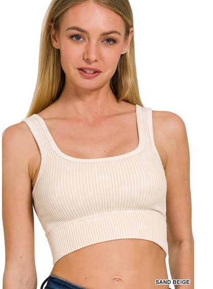 Reversible Washed Ribbed 2 Way Seamless Brami - 10 colors