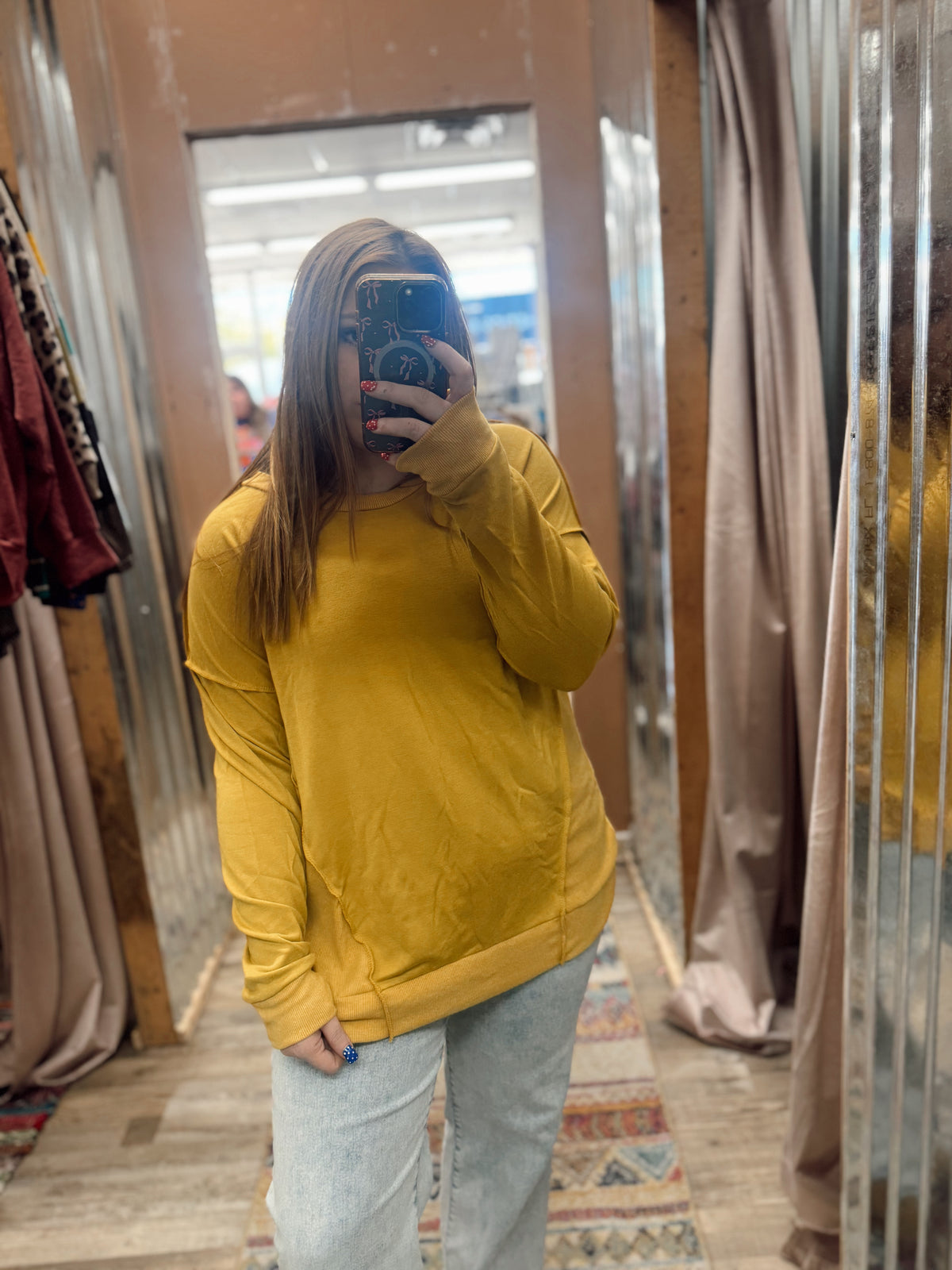 DB - Mustard Side Seam Long Sleeve Top