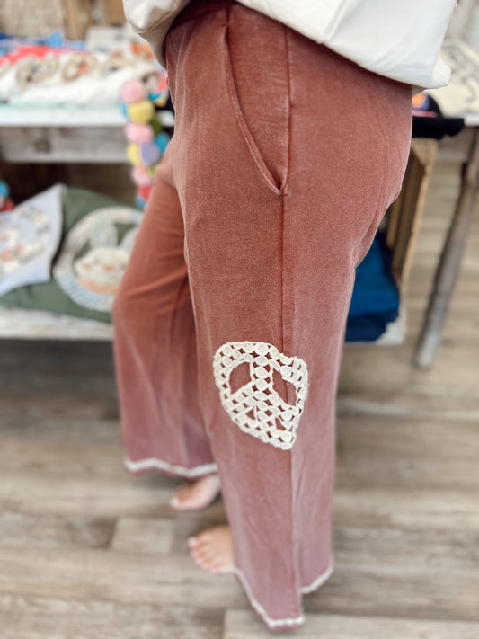 Peace Out Mineral Wash Pants - Red Brown