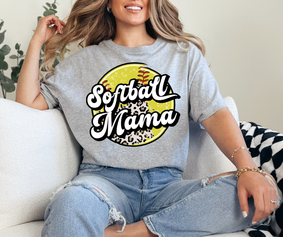 Softball Mama Cheetah Graphic Tee - Adult