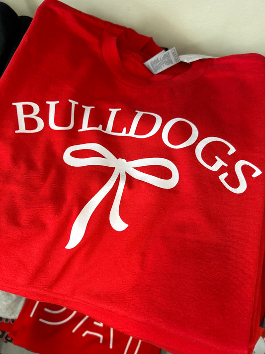 Bulldogs White Bow Graphic Tee