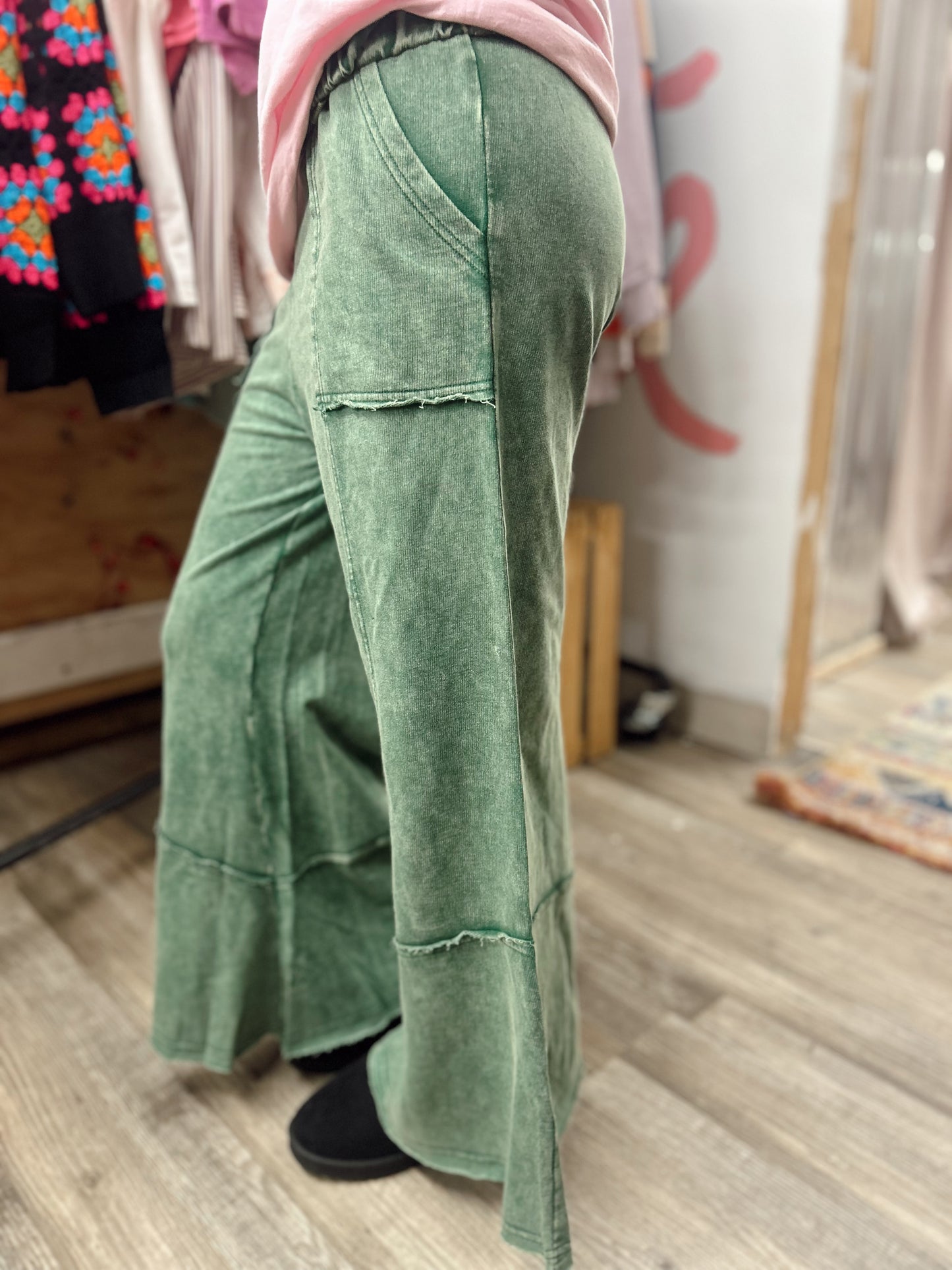 Talk Sweet To Me Flare Pants - Dk Green