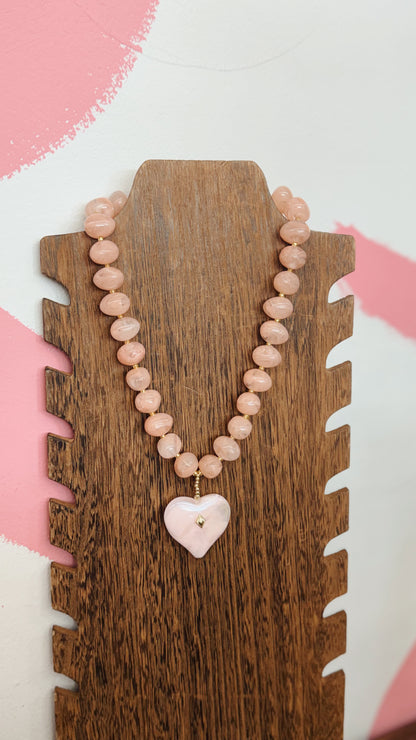 Blush Heart Beaded Necklace