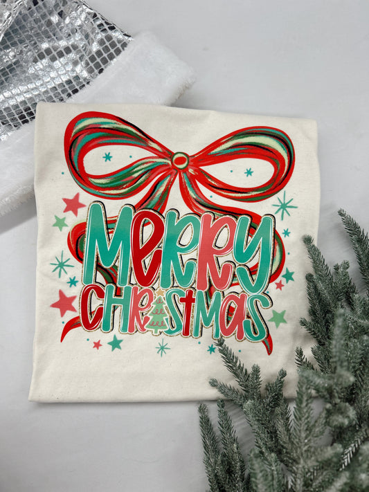 Merry Christmas Bow Graphic Tee