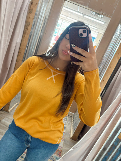 DB - Mustard Stitched Long Sleeve Top