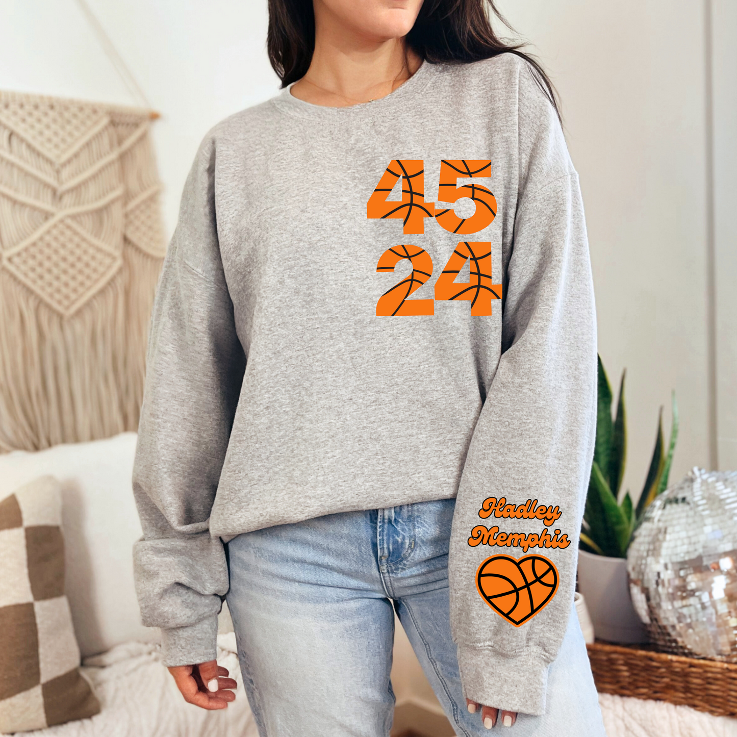 Custom Sports Number Crewneck Sweatshirt