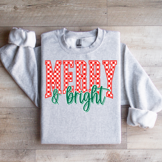 Merry & Bright Checkered Graphic Tee