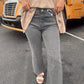 Becky Acid Wash Denim Cropped Jeans - Ash Black