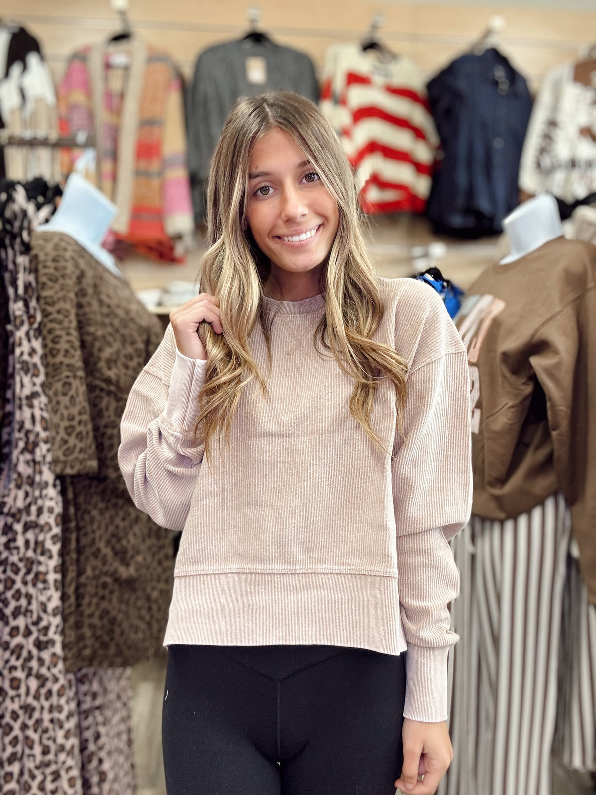 Fallin' For You Corded Sweatshirt - Light Mocha