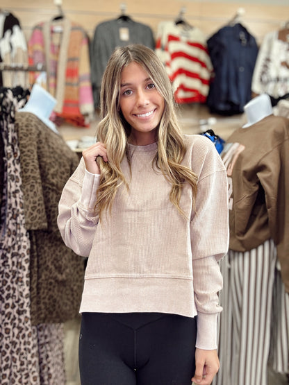 Fallin' For You Corded Sweatshirt - Light Mocha