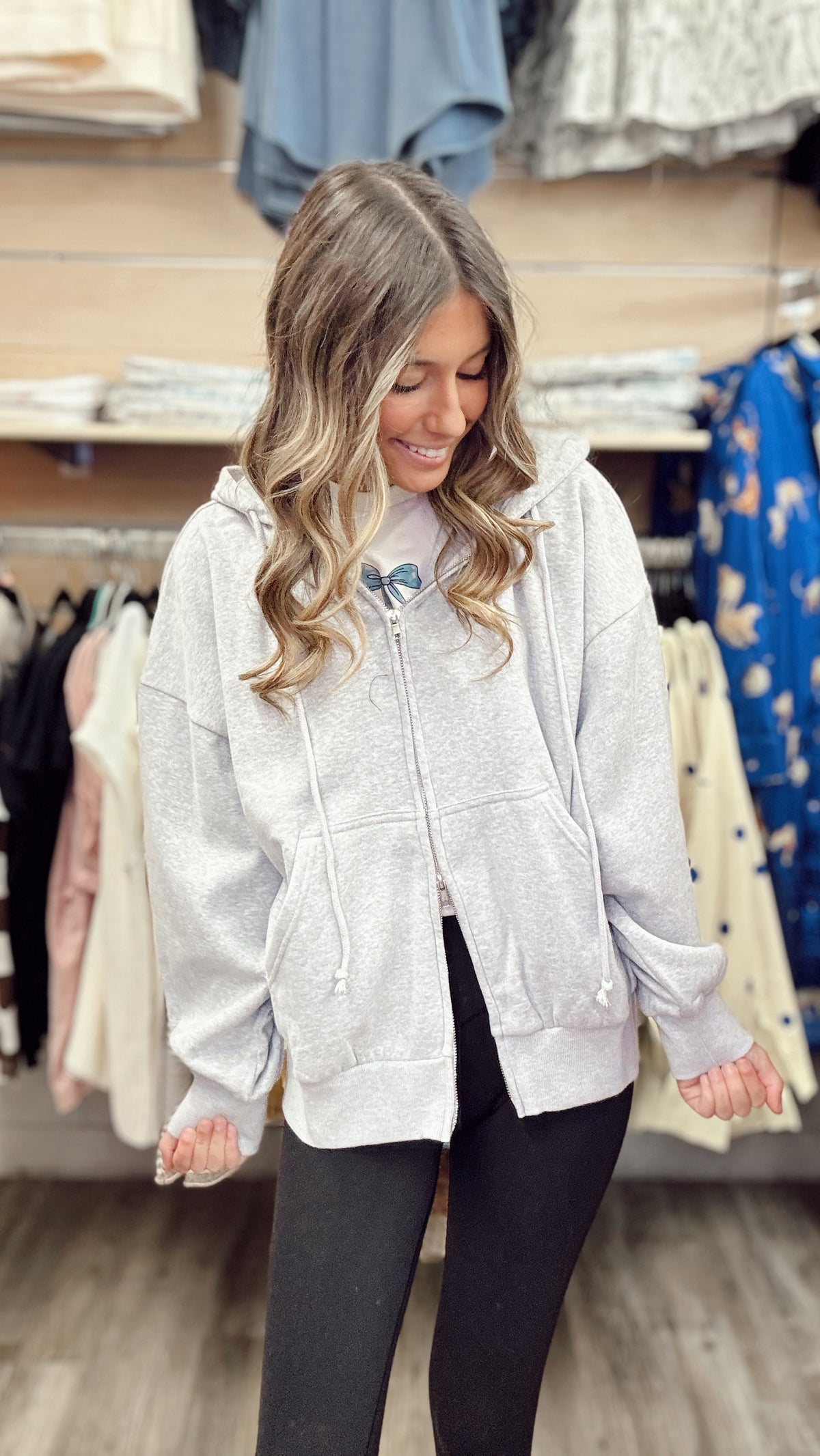 Happy & Cozy Zip Up Jacket - Grey