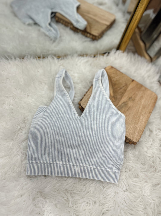 DOORBUSTER Ribbed Bralette - Lt Grey