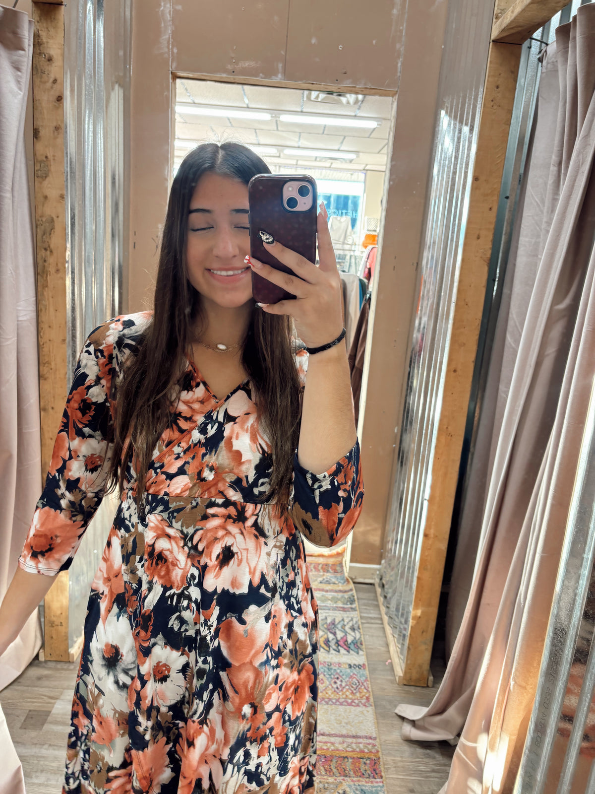 DB - Navy Floral Wrap Dress