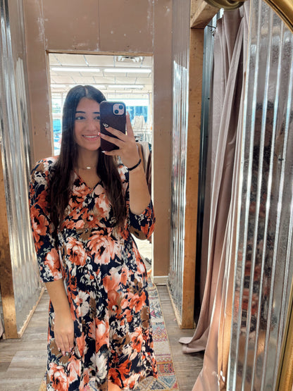 DB - Navy Floral Wrap Dress