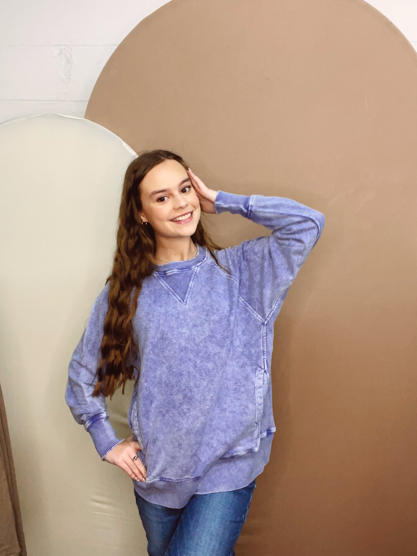 Such An Angel Halo Snow Washed Pullover (2 Colors)