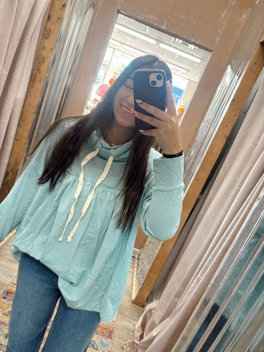 DB - Cowl Neck Ruffle Top Mint