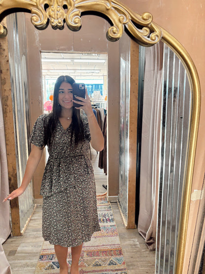 DB - Floral Olive Midi Dress
