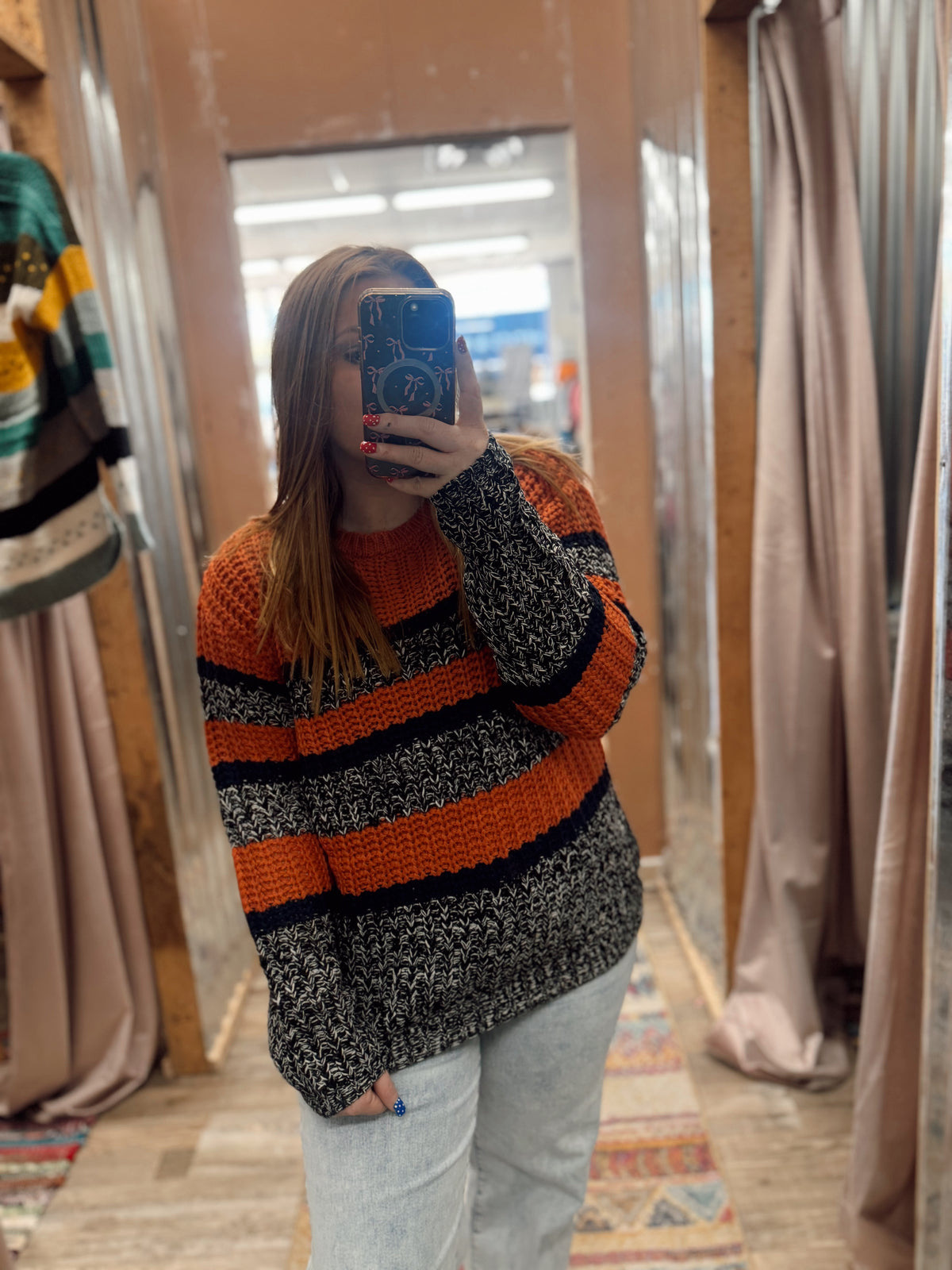 DB - Taupe & Rust Striped Hoodie