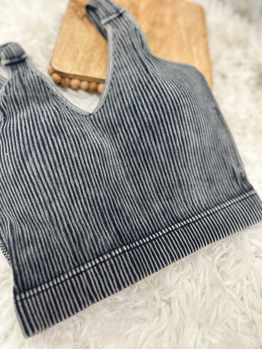 DOORBUSTER Ribbed Bralette - Ash Black
