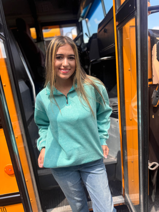 More Ya Know Quarter Zip Sweatshirt - Turquoise