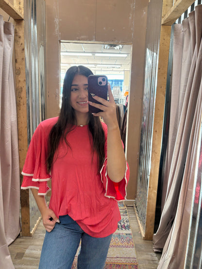 DB - Pink Lace Trim Crewneck